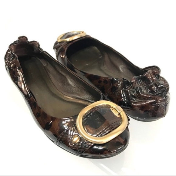 Ann Taylor Dark Leopard Print Patent Leather Flats - Picture 1 of 7
